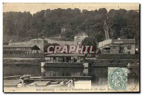 Cartes postales Bas Meudon Vue sur le Funiculaire prise de l lle Seguin