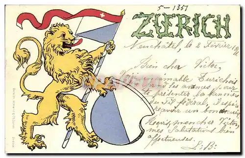 Cartes postales Fantaisie Suisse Lion