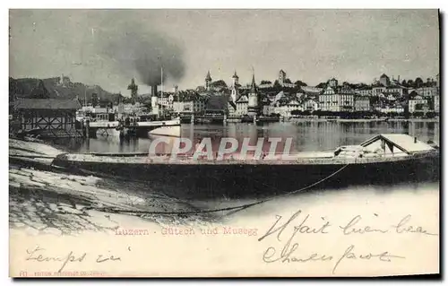 Cartes postales Suisse Luzern Gutech und Musegg Bateaux