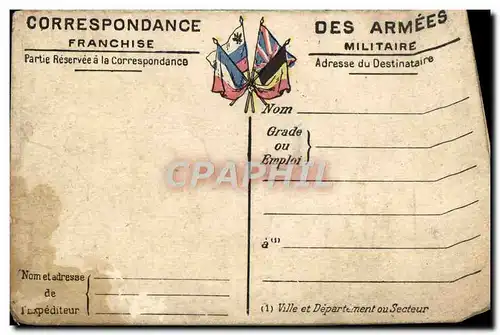 Carte de Correspondance des Armees avec carte Laon a l&#39interieur Metz Nancy Verdun