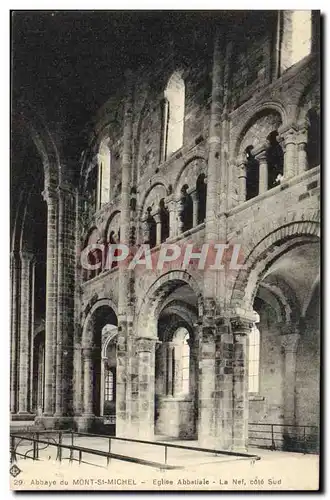 Moderne Karte Abbaye Du Mont Saint Michel Eglise Abbatiale La nef cote Sud