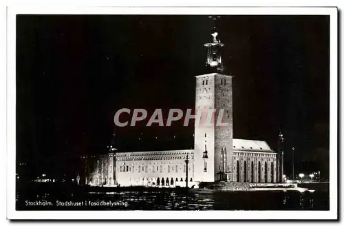 Cartes postales moderne Stockholm stadshuset i fasadbelysning