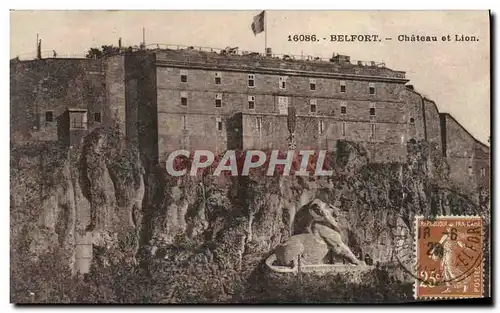 Cartes postales Belfort Chateau et Lion