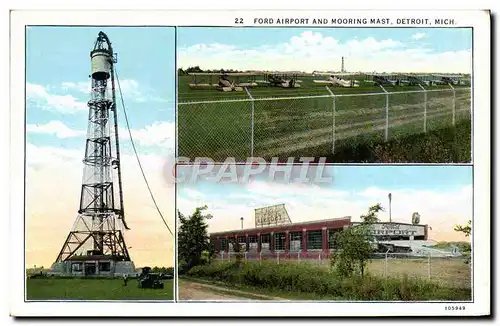 Cartes postales Ford Airport and Mooring Mast Detroit Mich Avion Aeroport