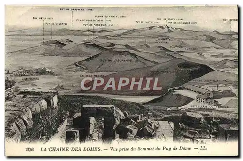 Cartes postales La Chaine Des Domes Vue prise du Sommet du Puy de Dome
