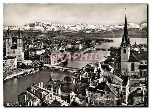 Cartes postales moderne Zurich und die Alpen