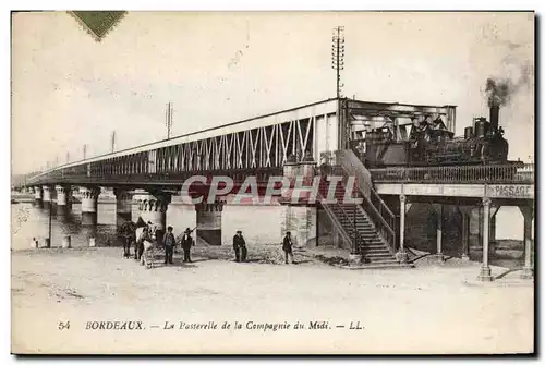 Cartes postales Bordeaux La Passerelle de la Compagnie du Midi Train