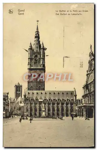 Cartes postales Gand Gent Le beffroi et la halle aux draps