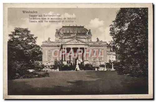 Cartes postales Wiesbaden Theater Mit Schillerdenkmal