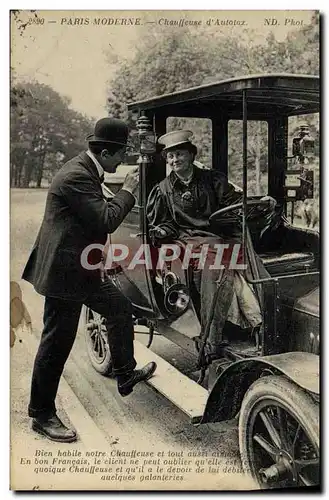 Cartes postales Automobile Paris Moderne Chauffeuse d&#39autotax Taxi