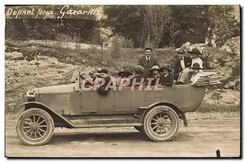 CARTE PHOTO Automobile Autobus Depart pour Gavarnie