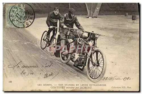 Cartes postales Moto Contenet entraine par Moreau