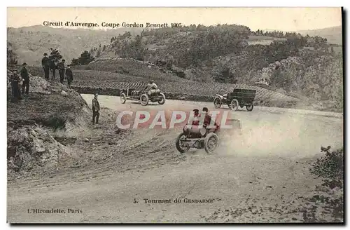 Cartes postales Automobile Circuit d&#39Auvergne coupe gordon Bennett 1905 Tournant du gendarme