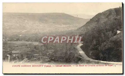 Cartes postales Automobile Circuit d&#39Auvergne coupe gordon Bennett 1905 Circuit Michelin La route en corniche