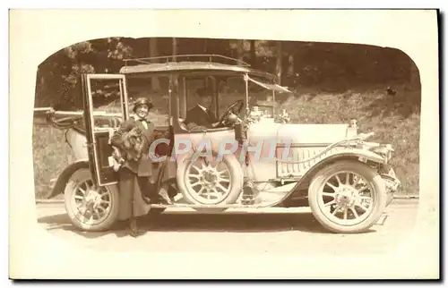 CARTE PHOTO Automobile Femme Chien