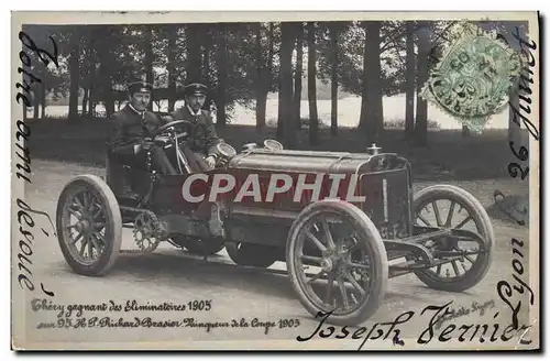 Cartes postales Automobile Thery gagnant des eliminatoires 1905 Richard Brasier