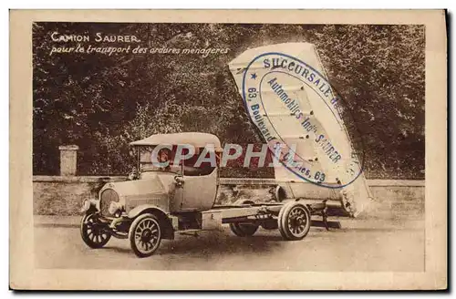 Cartes postales Camion Saurer pour le transport des ordures menageres