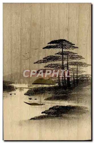 Cartes postales en bois Japon Nippon Arbres