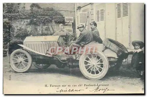 Cartes postales Automobile H Farman sur sa 120 chevaux Panhard Levassor