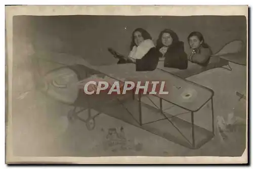 CARTE PHOTO Fantaisie Avion Aviation Femmes