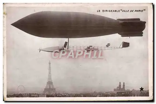 Cartes postales Avion Aviation Dirigeable Zeppelin Ville de Paris Tour Eiffel