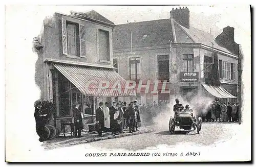 Cartes postales Automobile Course Paris Madrid Un virage a Bly