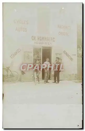 CARTE PHOTO Automobile Cycles Autos Ch Hommaire Mecanicien Velo Cycle