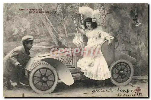 Cartes postales Fantaisie Une promenade en Automobile Enfants