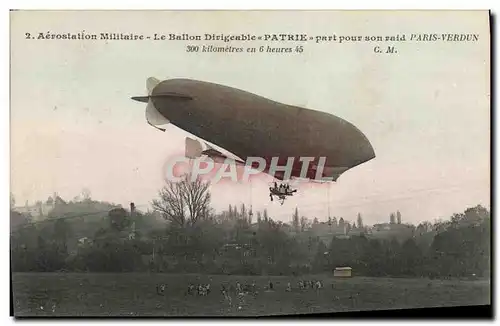 Cartes postales Avion Aviation Zeppelin Dirigeable Patrie part pour son raid Paris Verdun