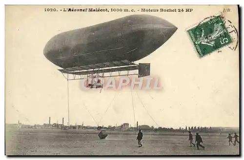 Cartes postales Avion Aviation Zeppelin Dirigeable Aeronef Malecot Moteur Buchet 24 HP