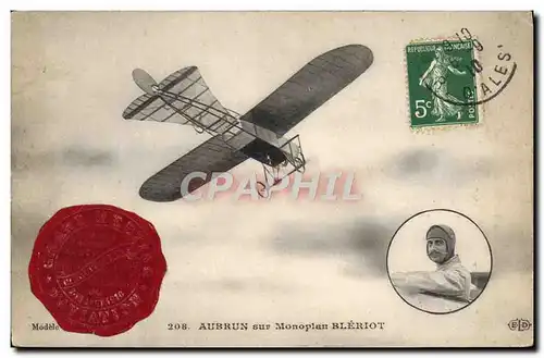 Cartes postales Avion Aviation Aubrun sur monoplan Bleriot