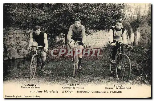 Cartes postales Velo Cycle Cyclisme Comby Coureur de fond Lafay Coureur vitesse Suxe Coureur demi fond Bicyclett