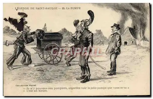 Cartes postales Sapeurs Pompiers Legende de Saint Saulge La pompe