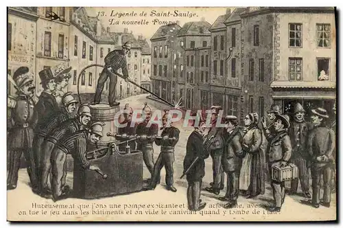 Cartes postales Sapeurs Pompiers Legende de Saint Saulge La nouvelle Pompe