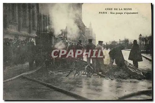 Cartes postales Sapeurs Pompiers Paris Crue de la Seine Une pompe d&#39epuisement TOP