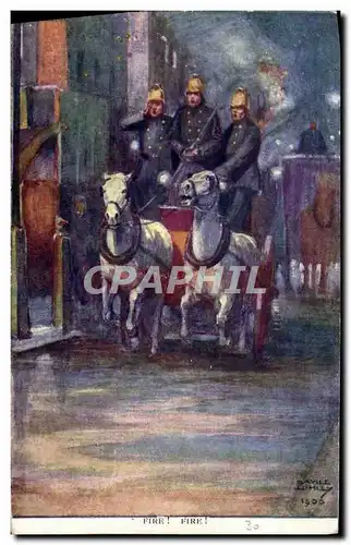 Cartes postales Sapeurs Pompiers Fire Fire Chevaux