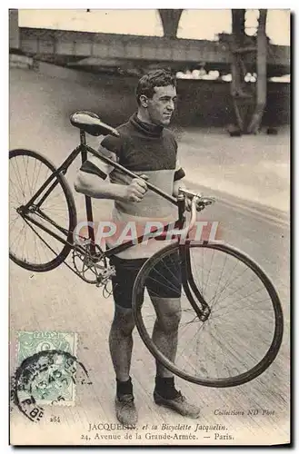 Cartes postales Velo Cycle Cyclisme Jacquelin et sa bicyclette Jacquelin Avenue de la Grande Armee Paris