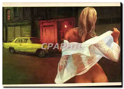 Cartes postales moderne Nu erotique Illustrateur Automobile