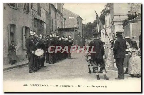 Cartes postales Sapeurs Pompiers Nanterre Salut au drapeau