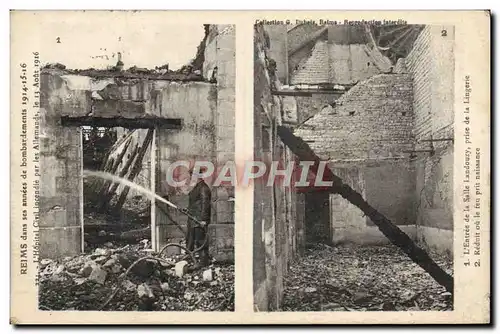 Cartes postales Sapeurs Pompiers Reims dans ses annees de bombardement L&#39hopital civil incendie par les Allem