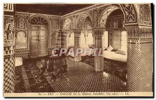 Cartes postales Judaica Fez Interieur de la maison israelite Un salon Juif