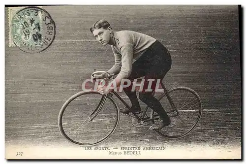 Cartes postales Velo Cycle Cyclisme Sprinter americain Menus Bedell