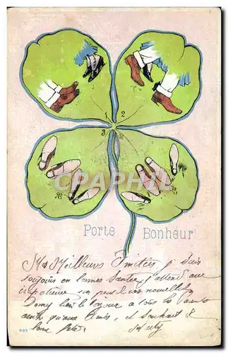 Cartes postales Nu erotique Femme Porte Bonheur Trefle