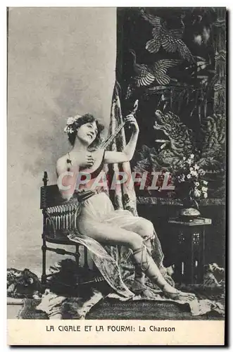 Cartes postales Nu erotique Femme La cigale et la fourmi La chanson