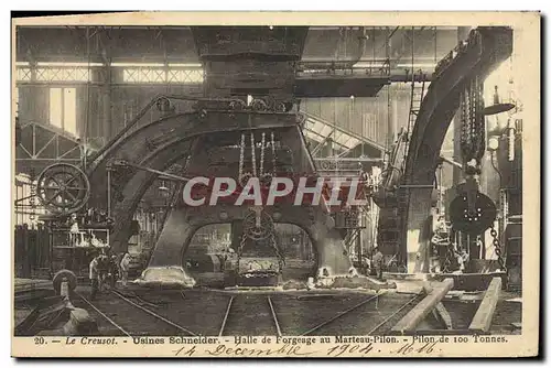 Cartes postales Industrie Usines Schneider Halle de forgeage au marteau pilon