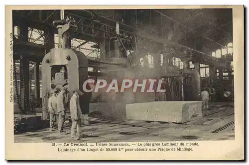 Cartes postales Industrie Usine Etablissements de MM Schneider & Co Le plus laminoire du monde Laminage d&#39un