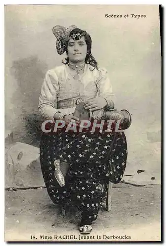 Cartes postales Judaica Juif Juda�ca Mme Rachel jouant la Derboucka