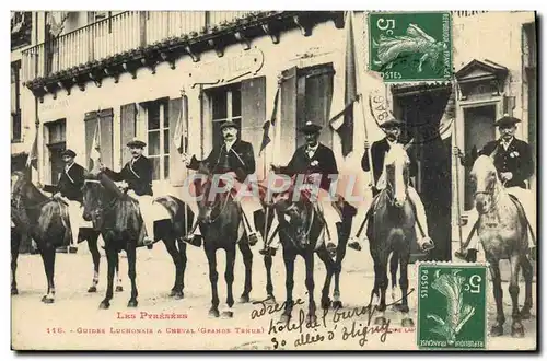 Cartes postales Alpinisme Pyrenees Guides luchonais a cheval Grande tenue Luchon Folklore TOP