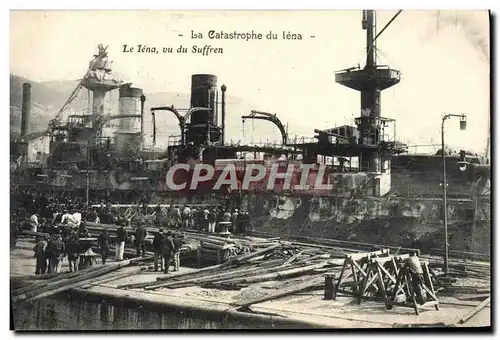 Cartes postales Bateau Guerre Catastrophe du Iena Le Iena vu du Suffren