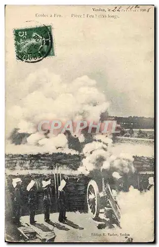 Cartes postales Militaria Ecoles a feu Piece Feu